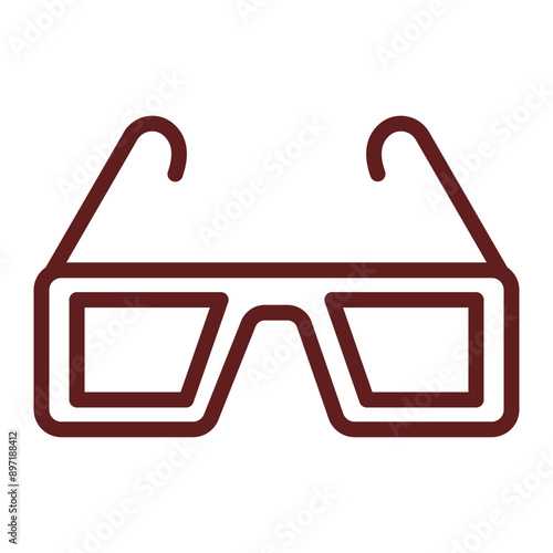 3d Glasses Vector Line Maroon Icon Design