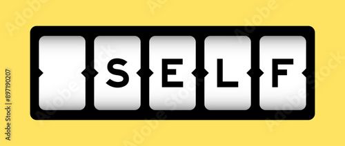 Black color in word self on slot banner with yellow color background