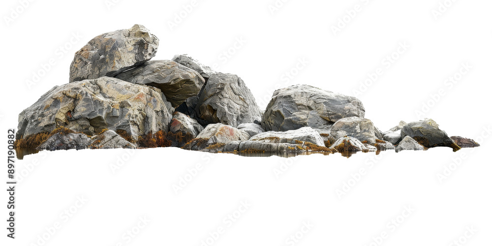 A pile of rocks on a white background A pile of rocks on a white background