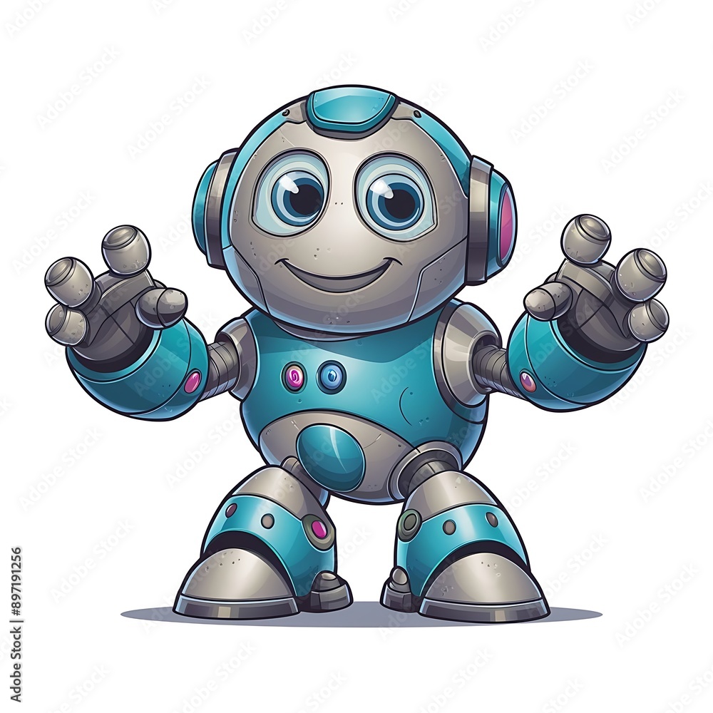 friendly 3d robot character waving to the camera 3D Rendering style illustration friendly 3d robot character waving to the camera 3D Rendering style illustration