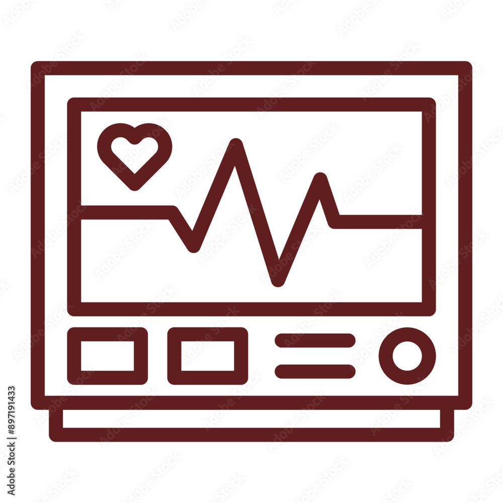 Electrocardiogram Vector Line Maroon Icon Design Electrocardiogram Vector Line Maroon Icon Design