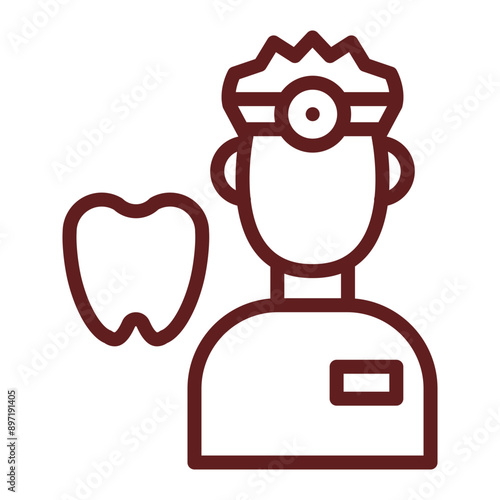 Dentist Vector Line Maroon Icon Design