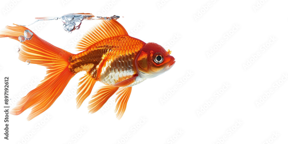 Fototapeta premium A goldfish swimming in a tank
