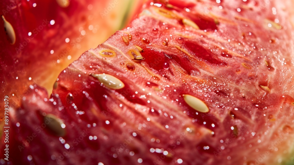 Close-up of a Fresh Watermelon Slice with Seeds. Close-up of a Fresh Watermelon Slice with Seeds.