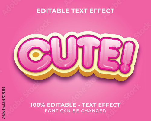 Editable text effect cute 3D text effect with pink background