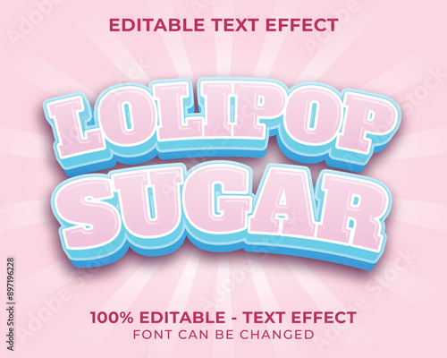 Editable text effect lolipop sugar 3D text effect with pink background