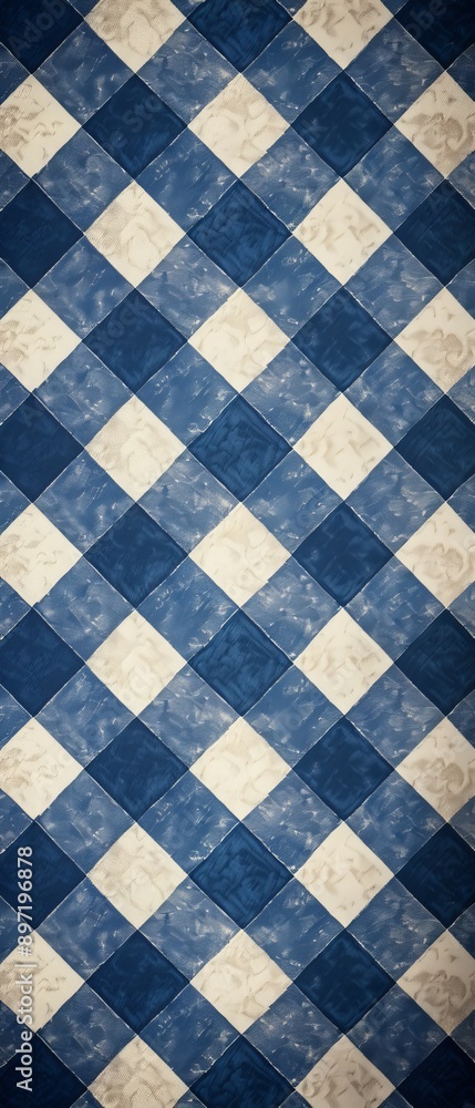 A blue and white checkered patterned background A blue and white checkered patterned background