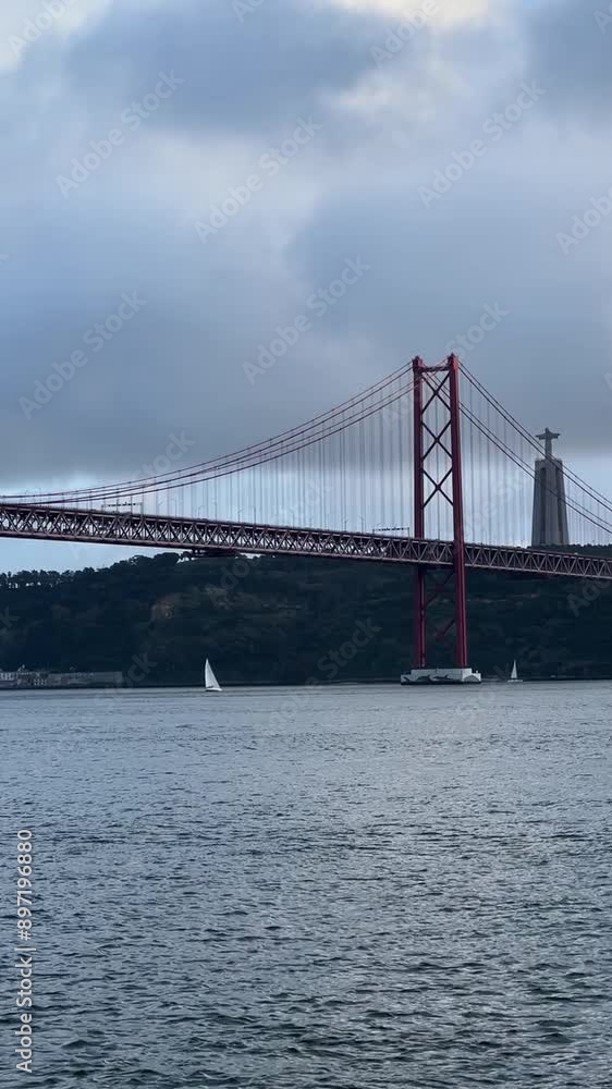 View of 25th of April Bridge in Lisbon, Portugal. Tagus river. View of 25th of April Bridge in Lisbon, Portugal. Tagus river.