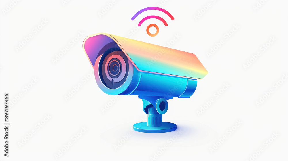 A colorful illustration of a smart security camera with a Wi-Fi signal, symbolizing modern home surveillance, security technology, and wireless connectivity. A colorful illustration of a smart security camera with a Wi-Fi signal, symbolizing modern home surveillance, security technology, and wireless connectivity.