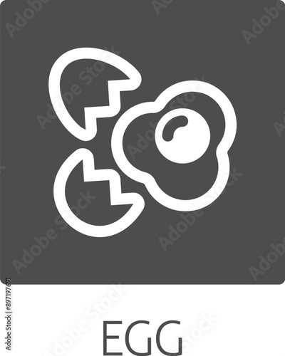 An egg food icon concept. Possibly an icon for the allergen or allergy.