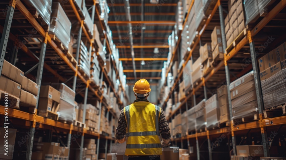 The warehouse worker in vest The warehouse worker in vest