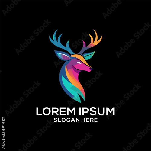 Deer logo gradient colorful abstract illustration. Dear brand logo vector. Logos about dear. 