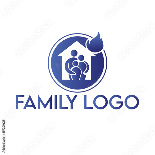 Elegant Family Crest Logo - A Timeless Symbol of Heritage and Love, Minimalist Family Logo Design, family silhoute hugging each and other photo