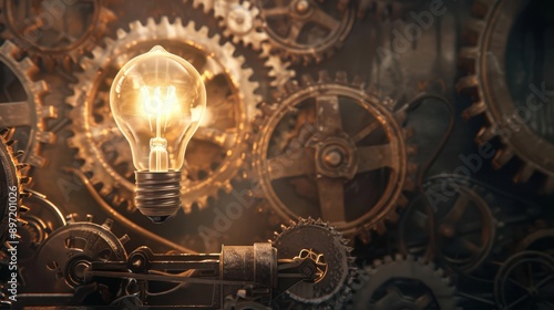  The Glowing Lightbulb and Gears  photo