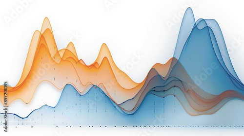 Graphs showing economic uptrend with blue and orange lines, highlighting positive growth and improving financial trends. photo