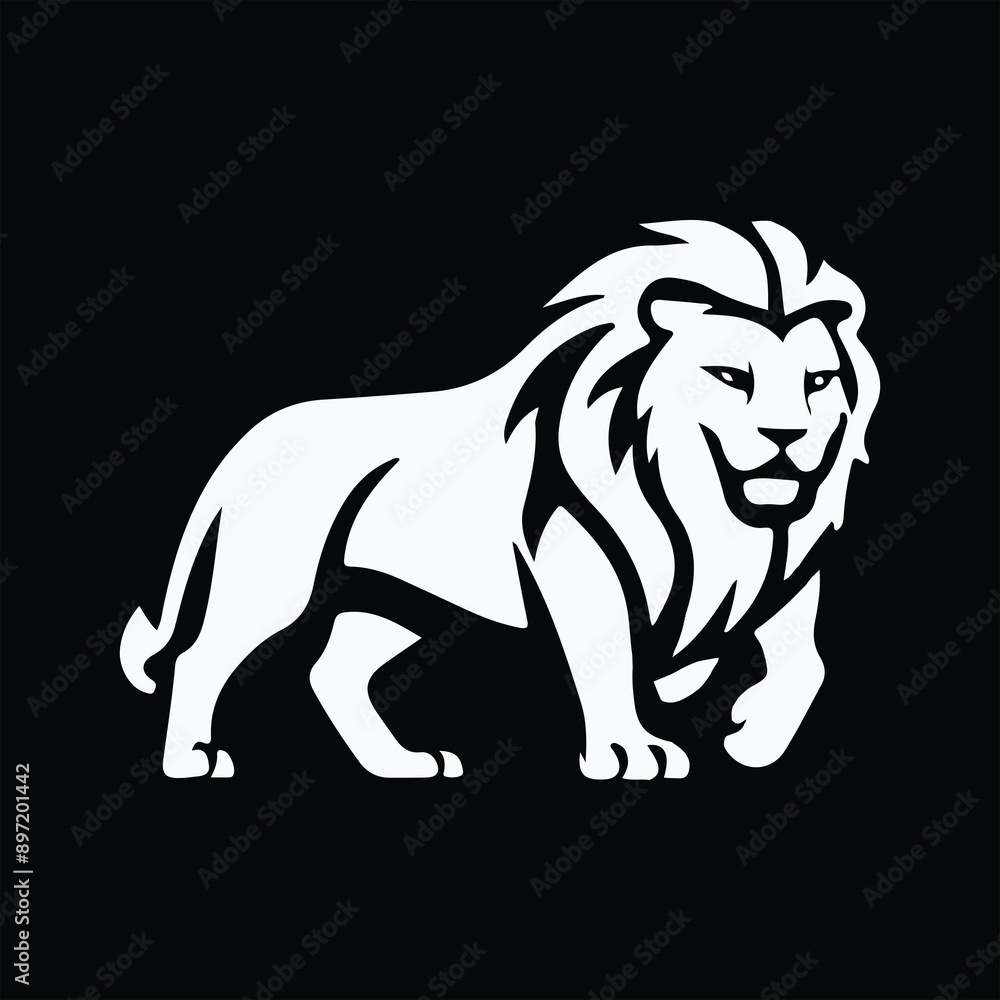 Fototapeta premium Lion black and white vector art illustration