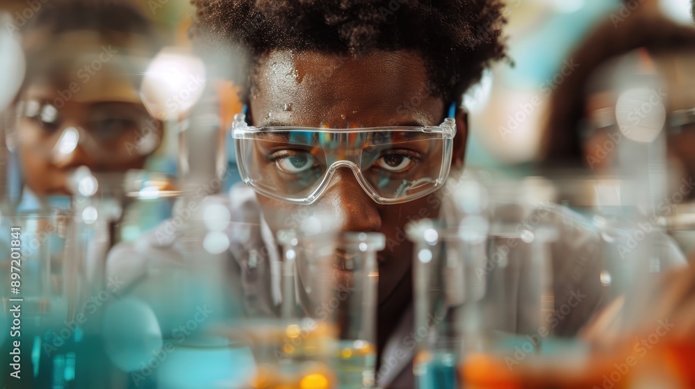 A person is in a laboratory filled with colorful test tubes, engaged in scientific research, highlighting innovation and experimentation. A person is in a laboratory filled with colorful test tubes, engaged in scientific research, highlighting innovation and experimentation.