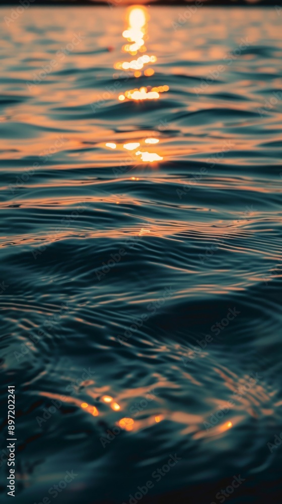 Sunset light dances on the tranquil surface of the water Sunset light dances on the tranquil surface of the water