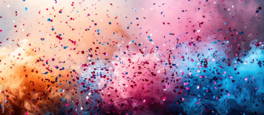 Abstract Background with Colorful Smoke and Confetti Abstract Background with Colorful Smoke and Confetti