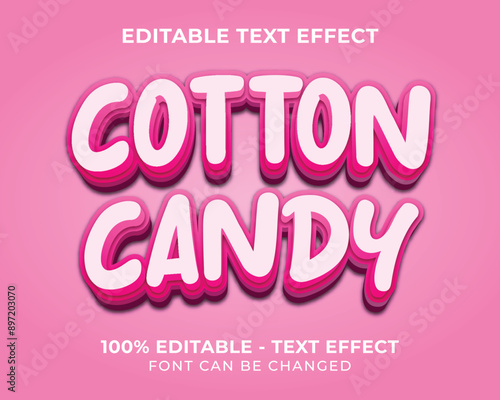 Editable text effect cotton candy 3D text effect with pink background