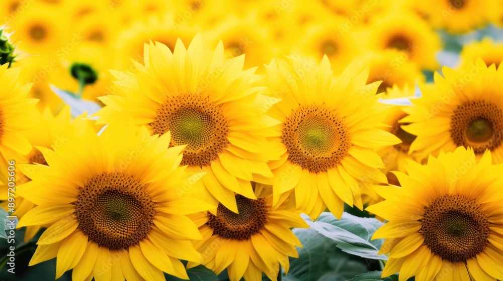 Field of Sunflowers on white backgroun Field of Sunflowers on white backgroun
