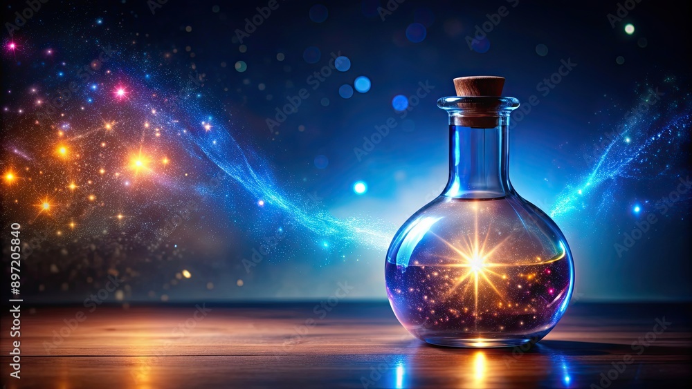 A magical potion glowing brightly in a mysterious bottle, mystery, fantasy, potion, mystical, magician, luminous A magical potion glowing brightly in a mysterious bottle, mystery, fantasy, potion, mystical, magician, luminous