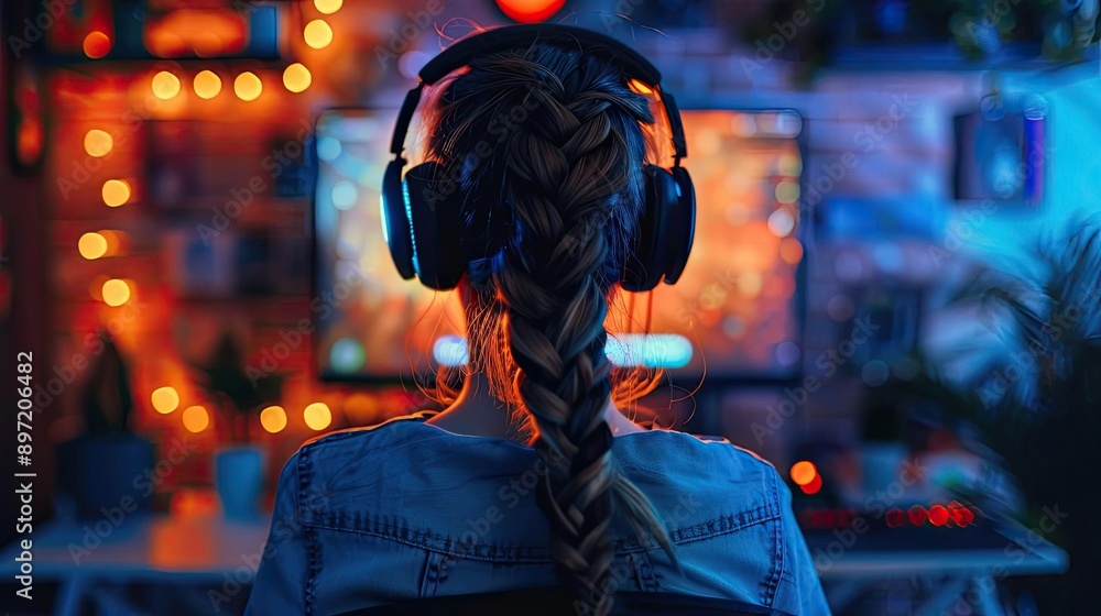 Person using a gaming chair with built-in speakers, highlighting comfort and immersion in gaming setups Person using a gaming chair with built-in speakers, highlighting comfort and immersion in gaming setups