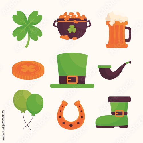 St. Patrick's day vector Flat cartoon style design element celebrating
