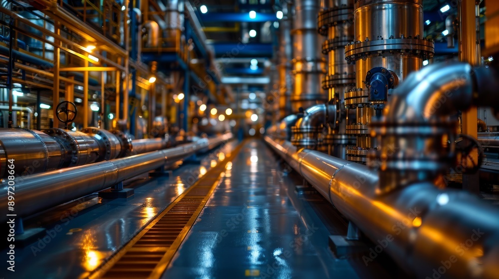 Industrial Piping System in a Modern Manufacturing Facility Stock Photo ...