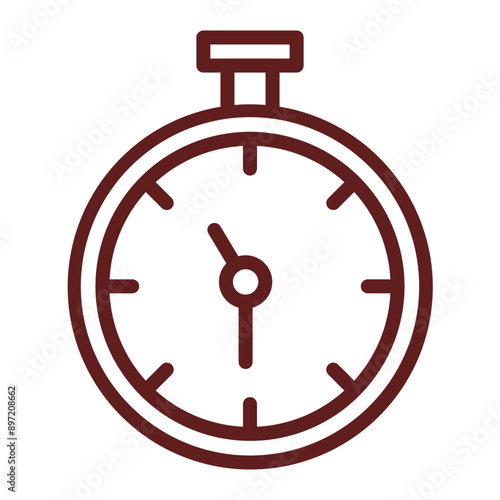 Timer Vector Line Maroon Icon Design