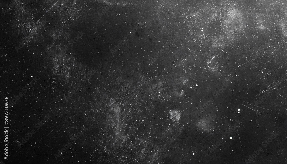 Abstract Dark Space Background with White Speckles and Subtle Scratches. Textured Black Surface Background with Copy Space Abstract Dark Space Background with White Speckles and Subtle Scratches. Textured Black Surface Background with Copy Space