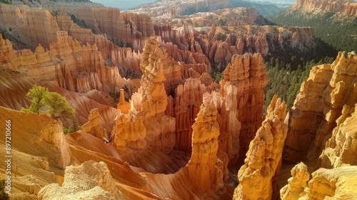 The breathtaking beauty of the Bryce Canyon National Park in Utah, USA, with its unique rock formations. photo