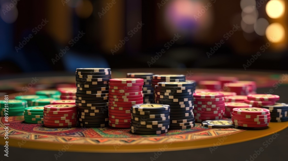 Casino Chips on a Table Casino Chips on a Table