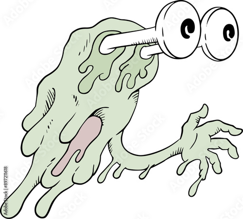Design of funny green mutant draw