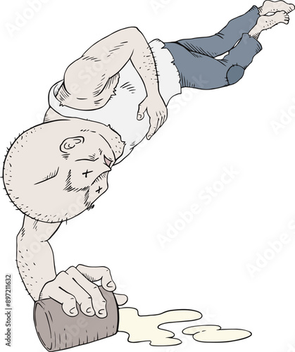Design of drunk man in the ground draw