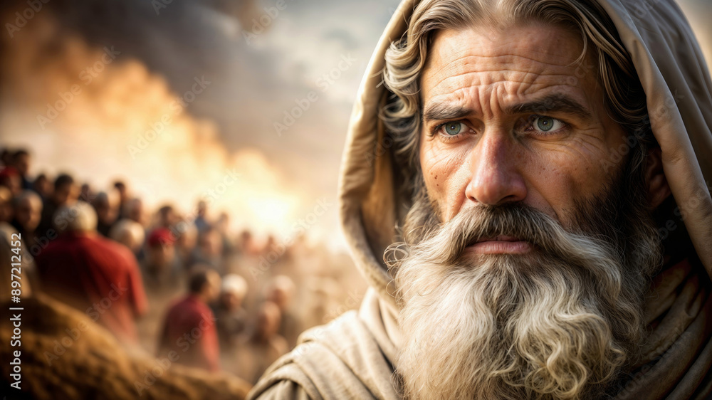 Biblical event of prophet Moses with the people of Israel crossing the waters of the Red Sea Biblical event of prophet Moses with the people of Israel crossing the waters of the Red Sea
