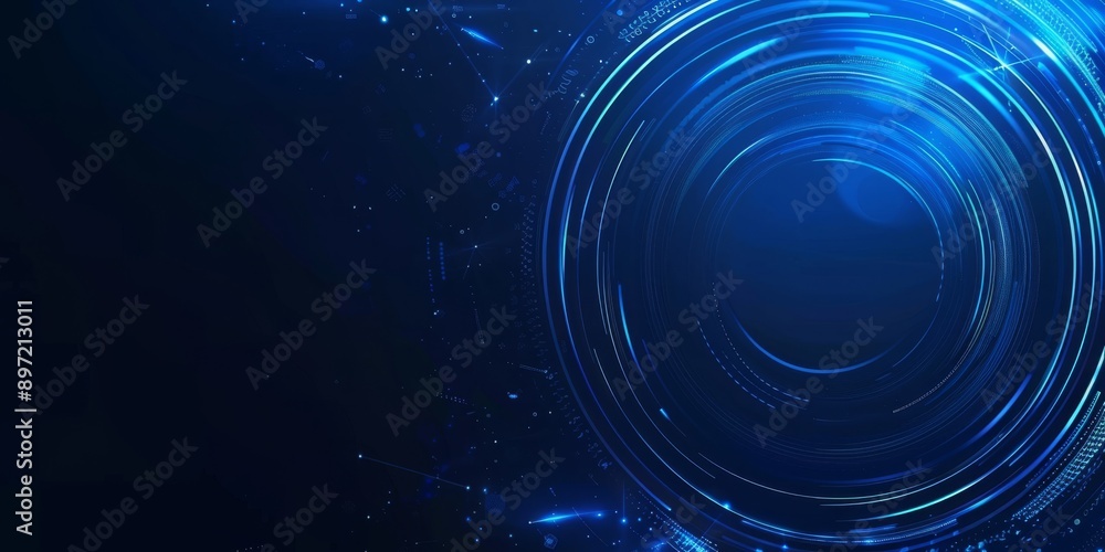 Obraz premium Explore an abstract blue circular technology background featuring digital elements and swirling light effects