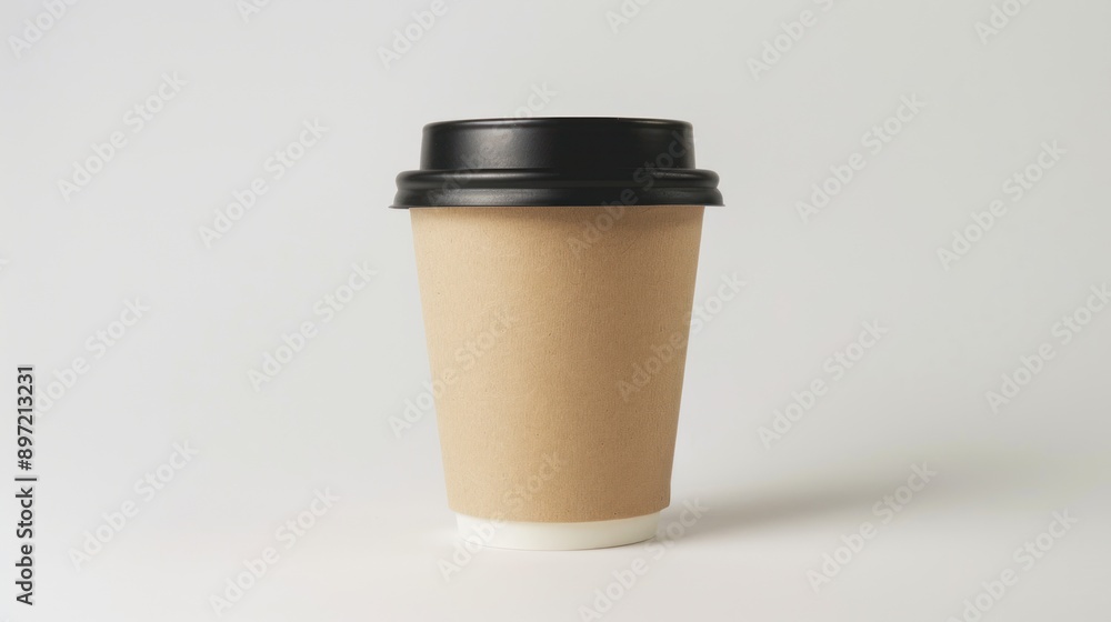 Single Brown Paper Coffee Cup With Black Lid Single Brown Paper Coffee Cup With Black Lid