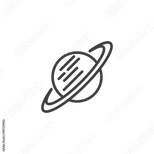 Saturn planet line icon