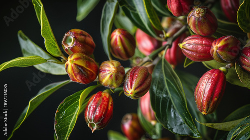 close-up shot of jojoba, fresh jojoba on black background