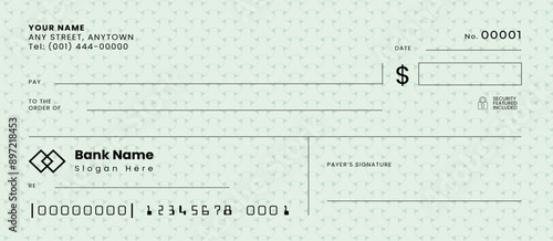  Blank check with decorative pattern design, bank cheque design, vector format