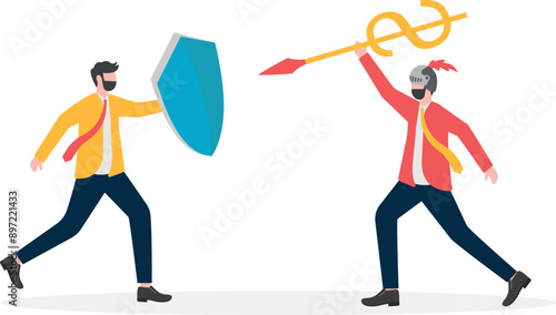 Conflict on the cliff, business concept, wb and articles design,vector

