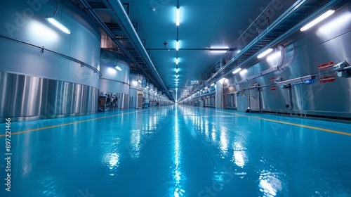 A Long, Bright Corridor in a Modern Industrial Facility