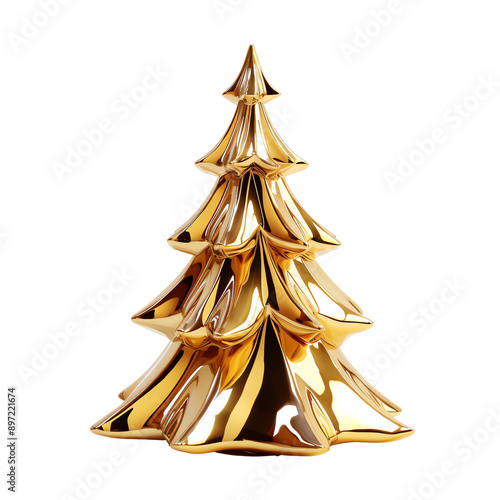 Wallpaper Mural a gold christmas tree on a white background Torontodigital.ca