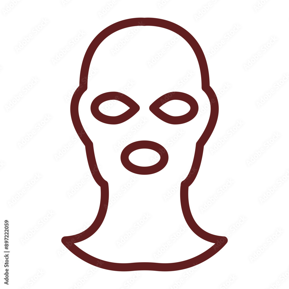 Balaclava Vector Line Maroon Icon Design Balaclava Vector Line Maroon Icon Design