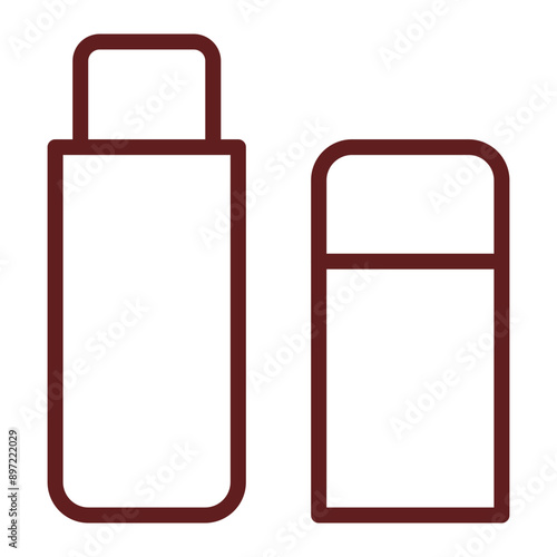 Lip Balm Vector Line Maroon Icon Design