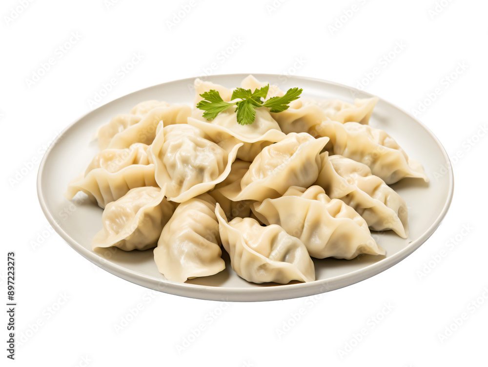 a plate of dumplings on a white background a plate of dumplings on a white background