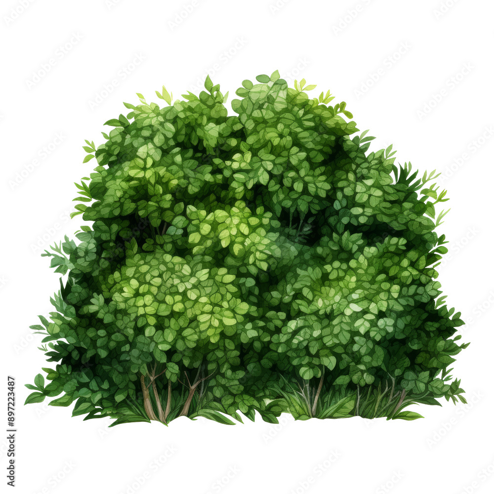 Obraz premium tree bush watercolor isolated on transparent background cutout