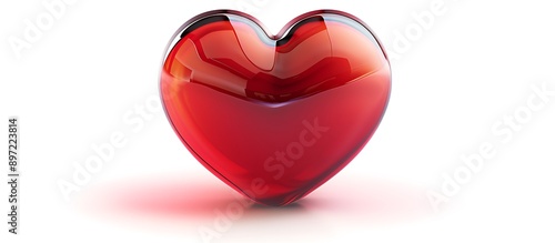 emoji icon of a heart depicted in vibrant red with a glossy finish isolated on a white background The heart shape is perfectly symmetrical and eye-catching