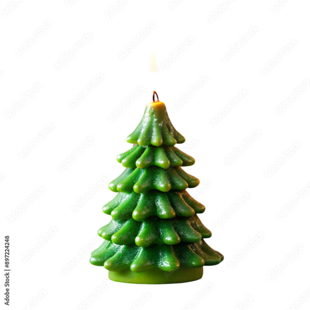 burning candle in the form of a green Christmas tree burning candle in the form of a green Christmas tree